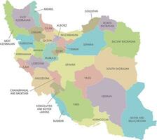 Vector map of Iran with provinces and administrative divisions. Editable and clearly labeled layers.