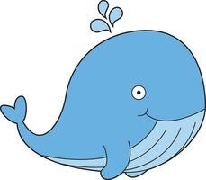 Cute cartoon vector illustration of a whale