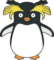 Cute cartoon vector illustration of a rockhopper penguin