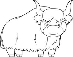 Easy coloring cartoon vector illustration of a yak