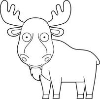 Easy coloring cartoon vector illustration of a moose