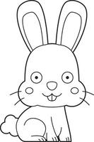 Easy coloring cartoon vector illustration of a rabbit
