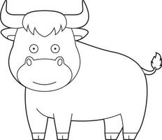 Easy coloring cartoon vector illustration of a bull