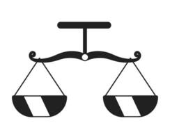 Scales of justice monochrome flat vector object. Balancing. Editable black and white thin line icon. Simple cartoon clip art spot illustration for web graphic design