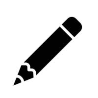 Pencil icon. Write, writing note symbol for education, office, and school. Pen study equipment tool. Solid style pictogram in black logo.  Vector illustration. Design on white background. EPS 10