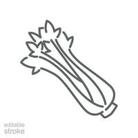 Celery icon. celery bunch with stalks or stems and leaves. fresh organic natural vegetable.  Herbaceous vegan vegetarian detox food. outline style vector illustration design on white background EPS 10