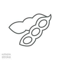 soybeans icon. nature vegetable food. Soybean seeds For soy milk for health. soya bean plant for food apps web. editable stroke outline style. vector illustration design on white background EPS 10