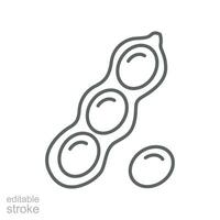 soybeans icon. nature vegetable food. Soybean seeds For soy milk for health. soya bean plant for food apps web. editable stroke outline style. vector illustration design on white background EPS 10