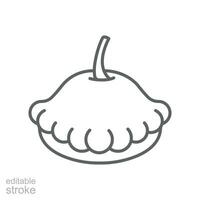 pattypan squash icon. fresh organic nature vegetable food.  patisson summer vegetable. ripe raw green veggie small editable stroke. outline style vector illustration design on white background. EPS 10