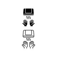 Hand dryer icon, dry, air, machine, bathroom equipment. Automated touchless drying hands restroom with sensors line and solid style pictogram logo vector illustration design on white background EPS 10