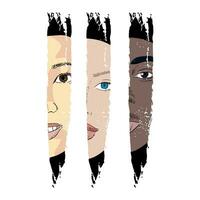 Design for a t-shirt with three faces of women of different skin colors. Good vector illustration to represent the feminist struggle.