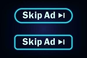 Skip Ad button. Video block icon for advertising. App template for interface. Vector