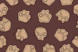 Seamless pattern of pet paw silhouette print. Abstract animal wallpaper and fabric design and decor.Vector illustration. Vector