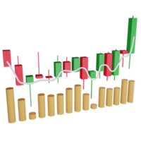 Candlestick trading graph clipart flat design icon isolated on transparent background, 3D render investment and trading concept 2 png