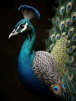 The Majestic Beauty, A Delicate and Colorful Peacock, AI Generative photo