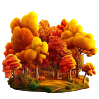 AI generative Autumn forest 3D png