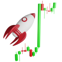 Super bullish candlestick clipart flat design icon isolated on transparent background, 3D render investment and trading concept 2 png