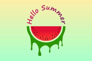 Sweet watermelons and lettering hello summer illustration background vector