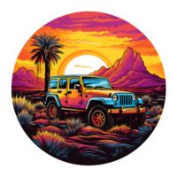 van de weg af jeeps t-shirt logo ontwerp, ai-gegenereerd png