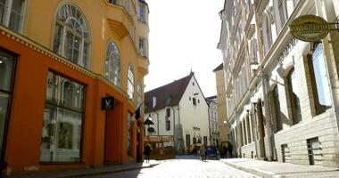 Street in Tallinn Historic City in Sunny Day video