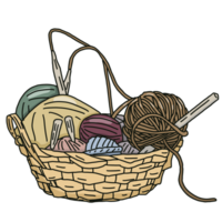 basket with knitting wool png