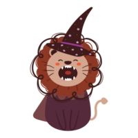 cute cartoon lion with halloween costume png