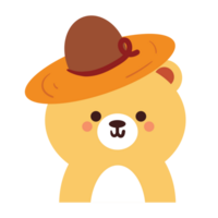 mignonne dessin animé ours portant une chapeau png