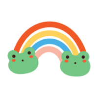 carino cartone animato arcobaleno con carino rana png