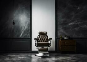 White and black barber shop reception on empty space for. AI Generative. photo