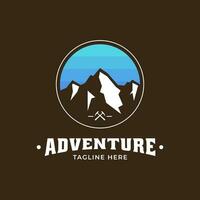 Captivating circular emblem with breathtaking mountain and sky vistas. Perfect for adventure brands, travel agencies, and environmental organizations vector
