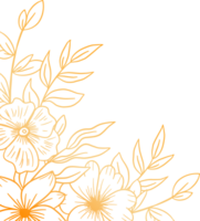 goud bloemen hoek grens met hand- getrokken bladeren en bloemen voor bruiloft of verloving png