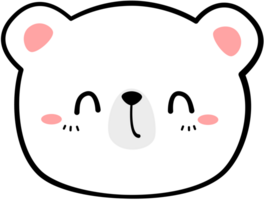 White bear smile head hand drawn flat cartoon element illustration png