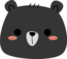 nero orsacchiotto orso testa mano disegnato cartone animato png