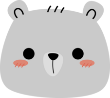 Grey teddy bear head hand drawn cartoon png