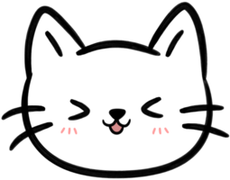 sorridente branco gato face plano estilo mão desenhado desenho animado elemento ilustração png