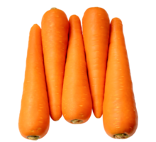 Top view of fresh orange carrots in stack isolated with clipping path in png file format Close up of healthy vegetable root