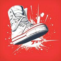 mejor pintura un fútbol zapato con un rojo y blanco diseño generativo por ai foto