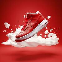 Best Painting a soccer shoe with a red and white design Generative by Ai photo