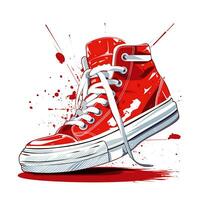 Best Painting a soccer shoe with a red and white design Generative by Ai photo