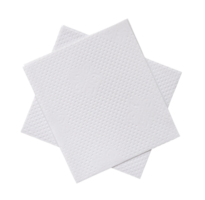 Top view of two folded pieces of white tissue paper or napkin in stack isolated with clipping path in png file format