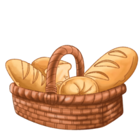 mão desenhado pão isolado cesta png