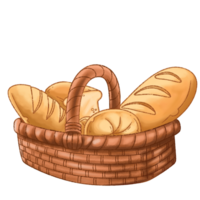 mano disegnato pane isolato cestino png