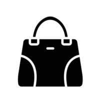 bolso icono, sencillo lleno mujer bolso accesorio. manejar, hembra Moda bolsa. mujer cartera, junquillo señoras elegancia balde. sólido estilo, vector ilustración diseño en blanco antecedentes. eps 10