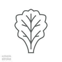 lettuce icon. Salad sign. Organic Leaf Lettuce vegetable logo of healthy symbol for food app and website. Editable stroke. Vector illustration. Design on white background. EPS 10