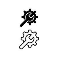 maintenance icon. web setting line and solid style. Service Tools with gear and wrench for service setup logo. setting engineering mechanical sign vector illustration design on white background EPS 10