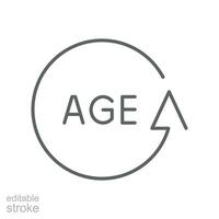 age icon. word age in circular arrows pointer logo signs and symbols can be used for web, logo, mobile app. outline style editable stroke. Vector illustration. design on white background. EPS 10