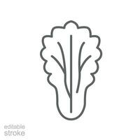 lettuce icon. Salad sign. Organic Leaf Lettuce vegetable logo of healthy symbol for food app and website. Editable stroke. Vector illustration. Design on white background. EPS 10