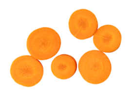 Beautiful orange  carrot slices isolated with clipping path in png file format
