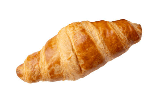 top visie van single croissant geïsoleerd met knipsel pad in PNG het dossier formaat