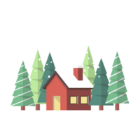 Winter house with pine trees png